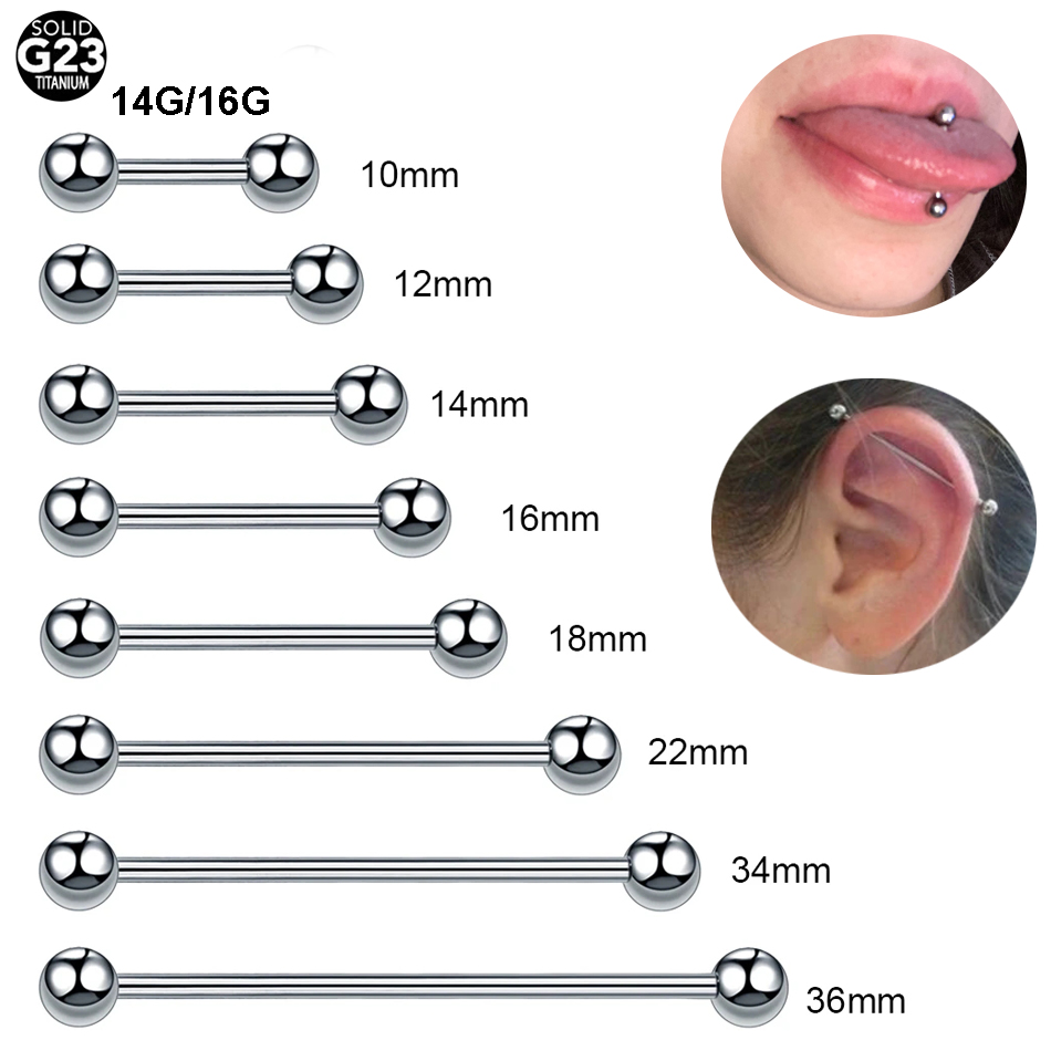 Tongue Barbell Straight - 1 peça g23 titânio barra reta