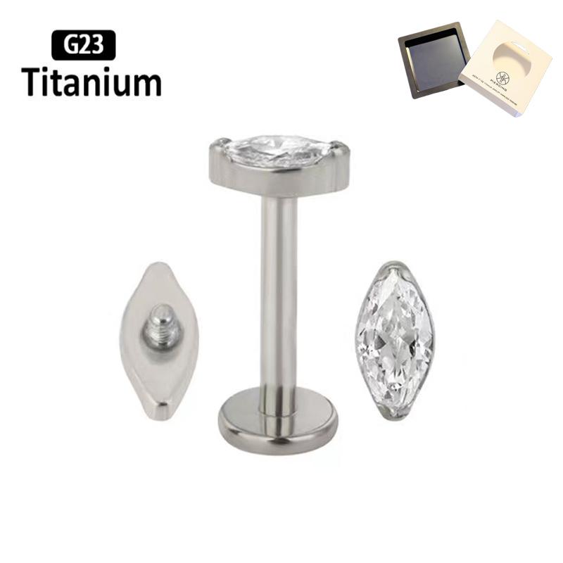 Body Jewelry Jewelry Box - Atsm f136 titânio lábio zircão rosca