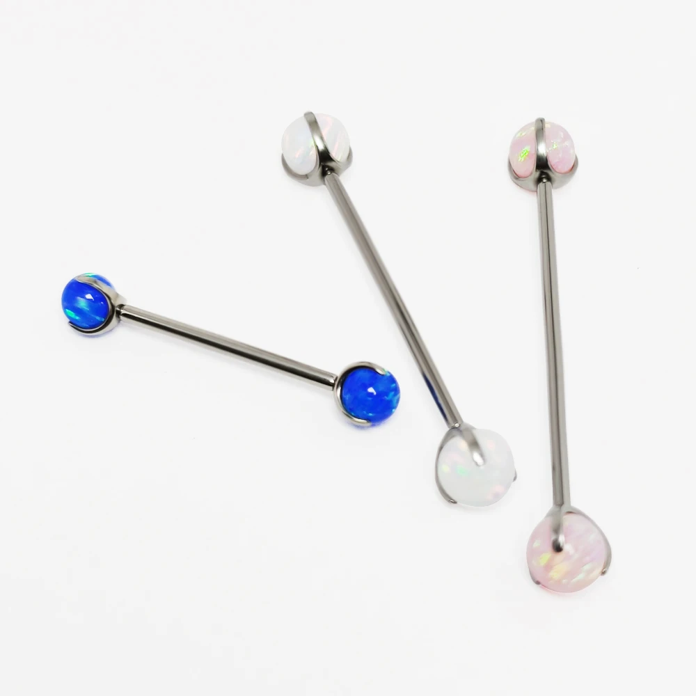 Tongue Barbell Straight - G23 titânio opala barra bolas anel