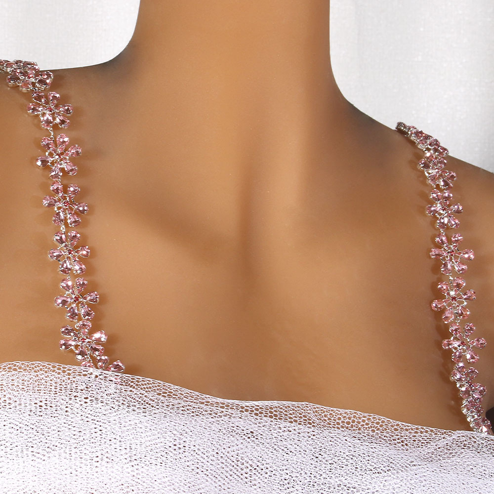 Body Jewelry Jewelry Box - Alça Floral para Mulheres com Strass,
