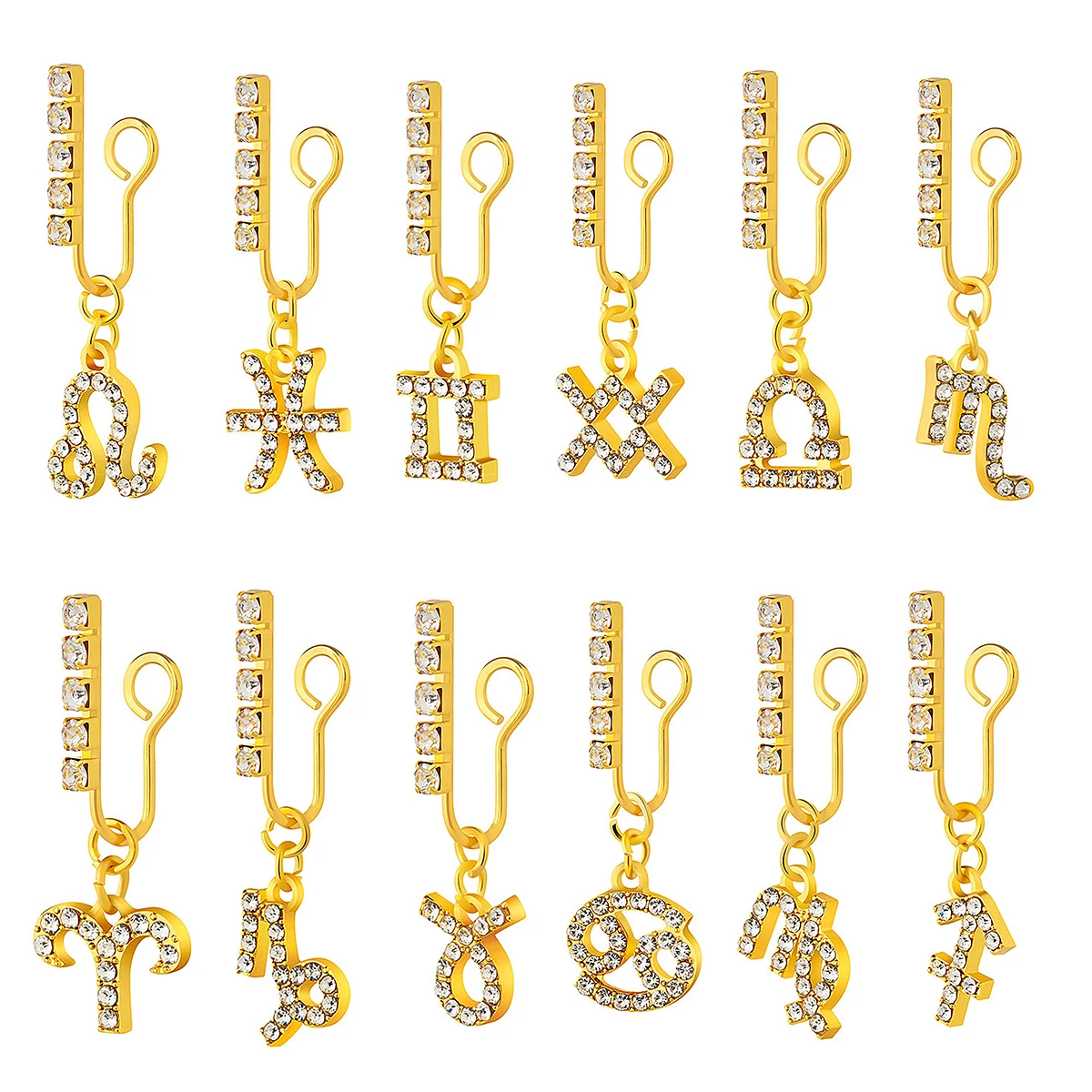 Metal Zircão Zodiac Ear Clips, - Body Jewelry And Earrings avaliação e preço