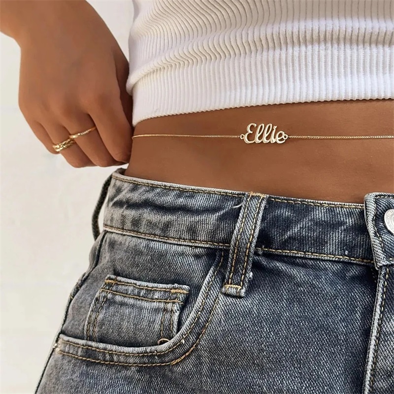 Corrente de cintura com nome d - Body Jewelry Names avaliação e preço