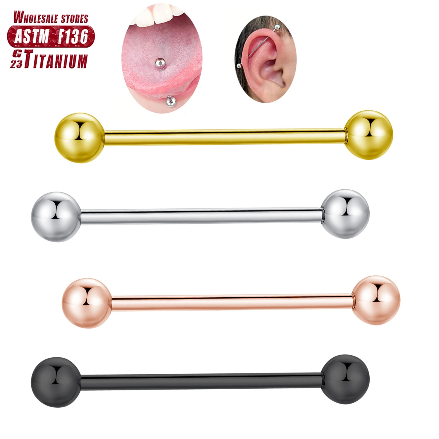 Titânio Industrial Barbell Bal - Tongue Barbell Straight avaliação e preço