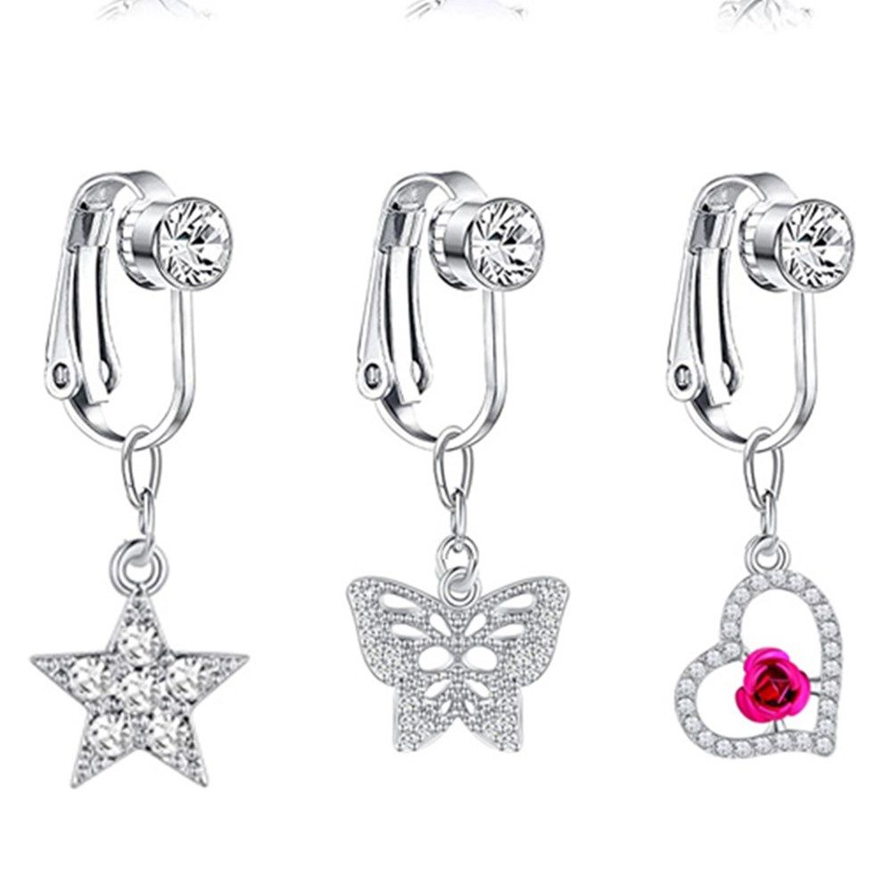Brincos de borboleta com clipe - Body Jewelry And Earrings avaliação e preço