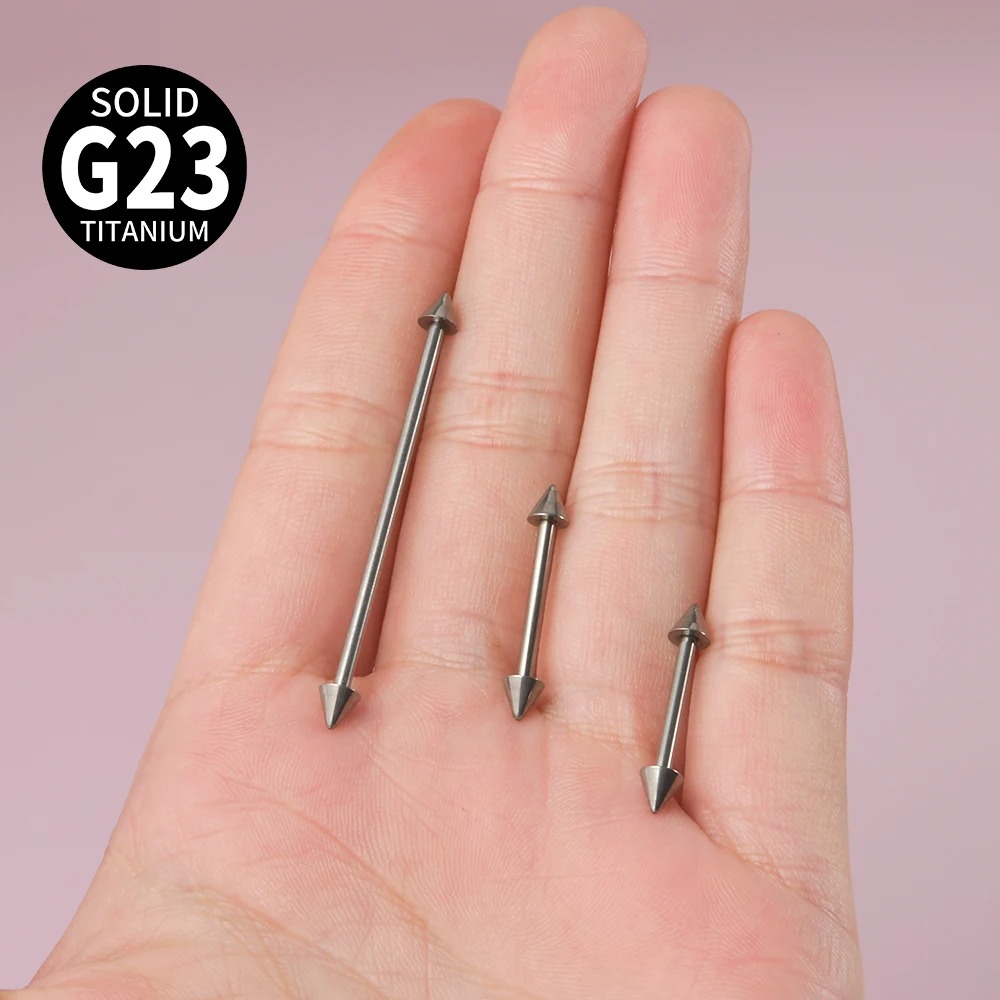 1Pc G23 titânio cone industria - Tongue Barbell Straight avaliação e preço