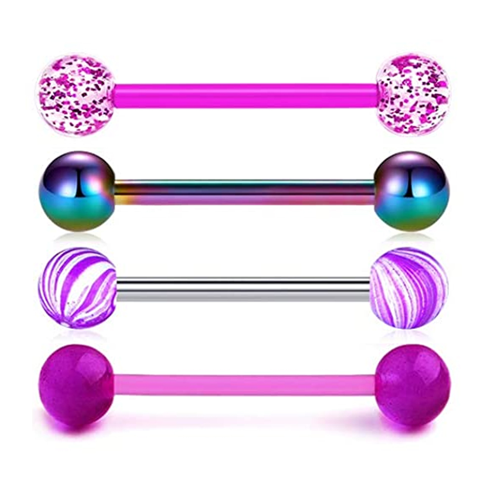 Anéis de língua de mamilo, bar - Tongue Barbell Straight avaliação e preço