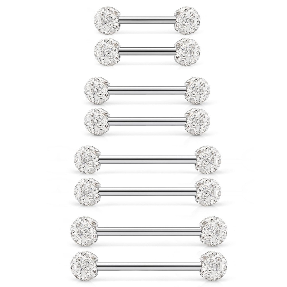 8 PCs 14G CZ pavimentado bola  - Tongue Barbell Straight avaliação e preço