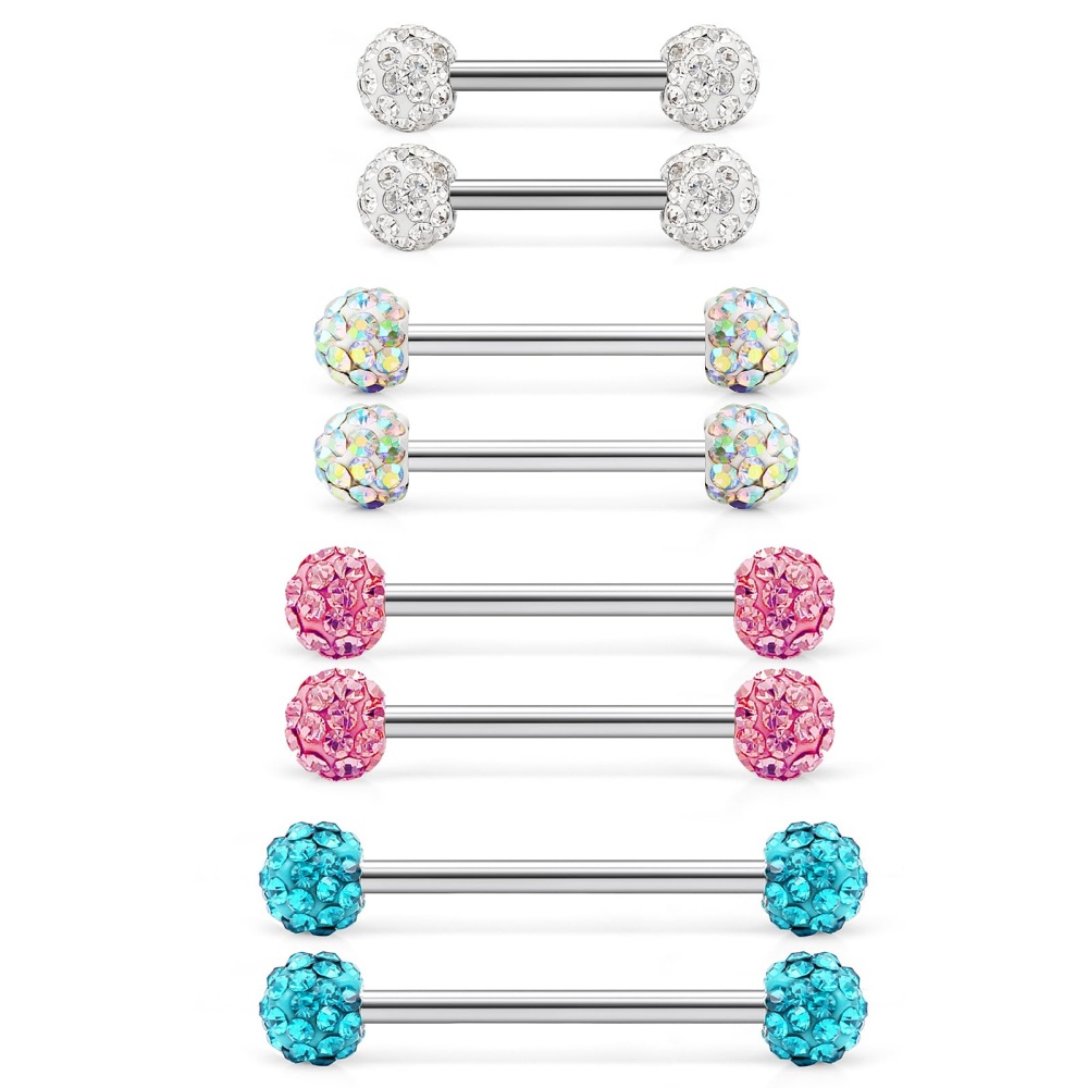8 PCs 14G CZ pavimentado bola  - Tongue Barbell Straight avaliação e preço